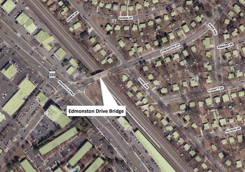 Edmonston Drive Bridge map.
