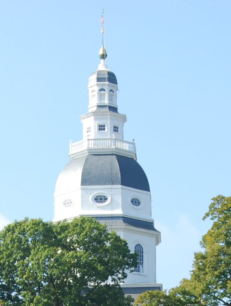 Photo of the dome of the Maryland State House in Annapolis.