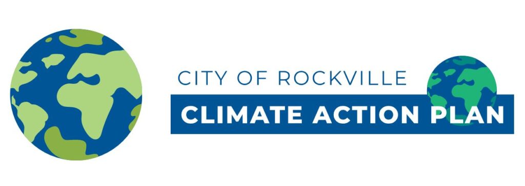 Climate Action Plan graphic featuring an image of Earth and text reading City of Rockville Climate Action Plan.