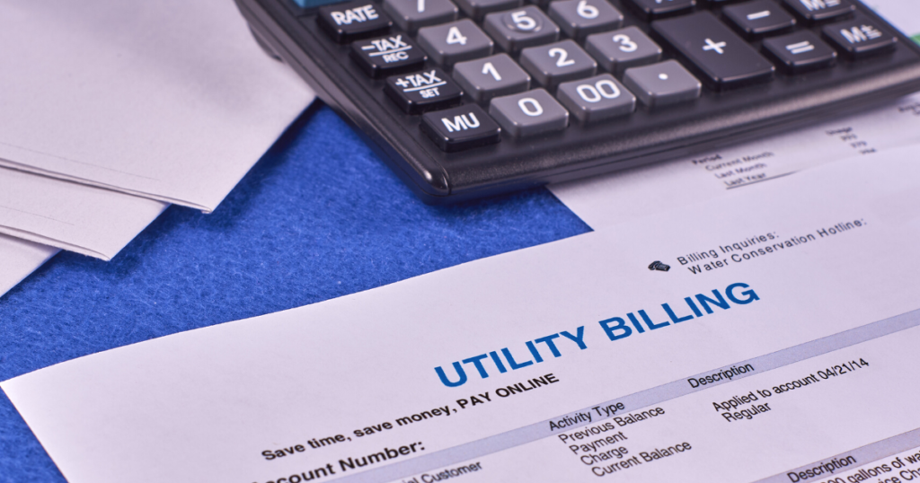 Closeup of utility bill