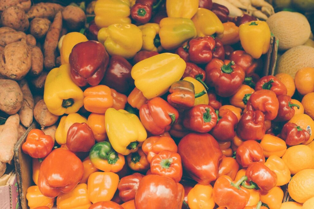 peppers and sweet potatoes