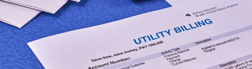 Closeup of utility bill