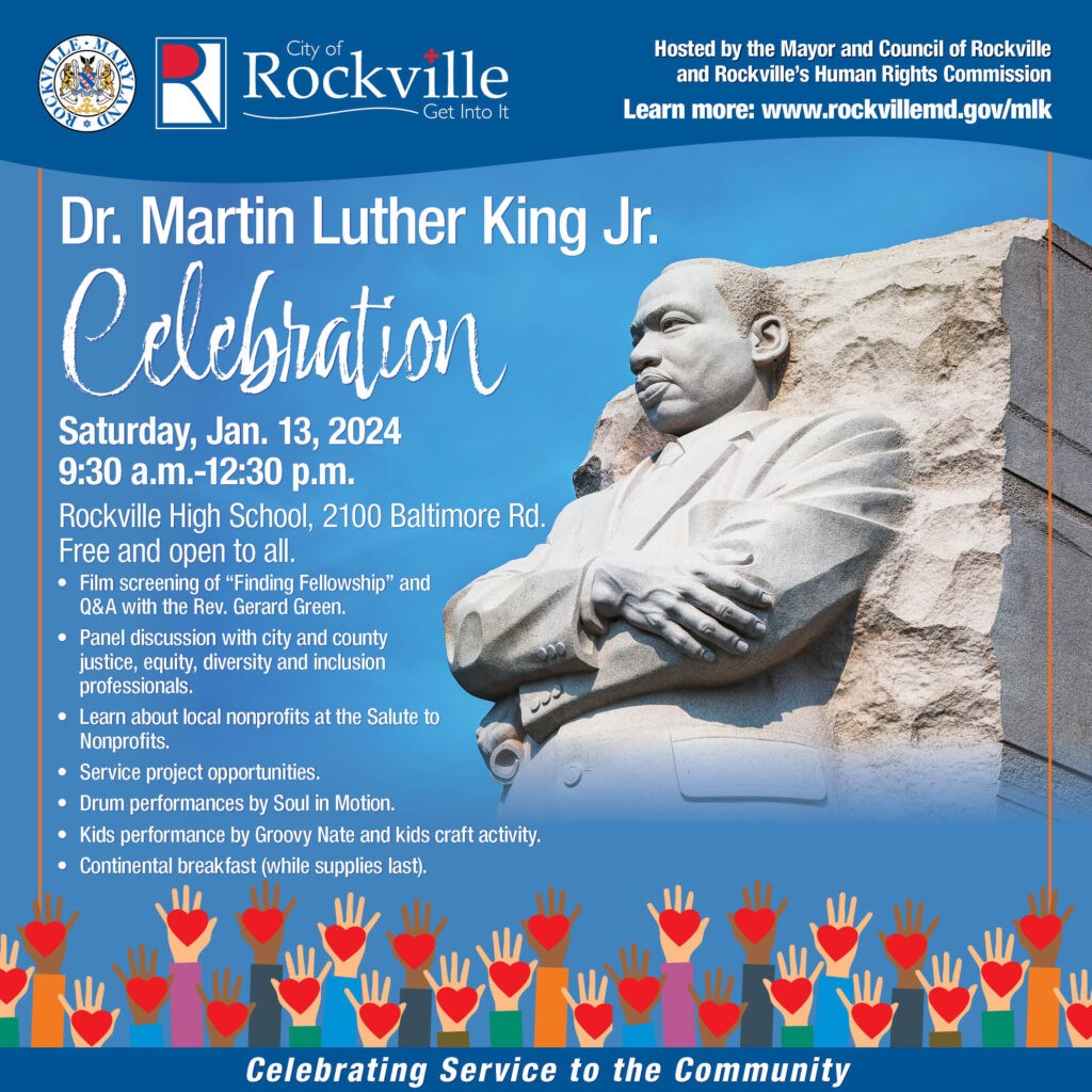 Ad for MLK celebration at Rockville High School on Saturday, January 13, 2024