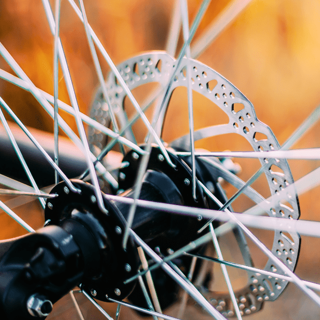 Closeup of a bicycle wheel