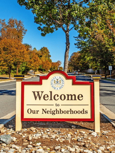 Welcome to our neighborhoods sign in Rockville