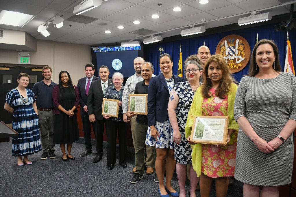 Rockville's Mayor & Council with Environmental Excellence Award recipients