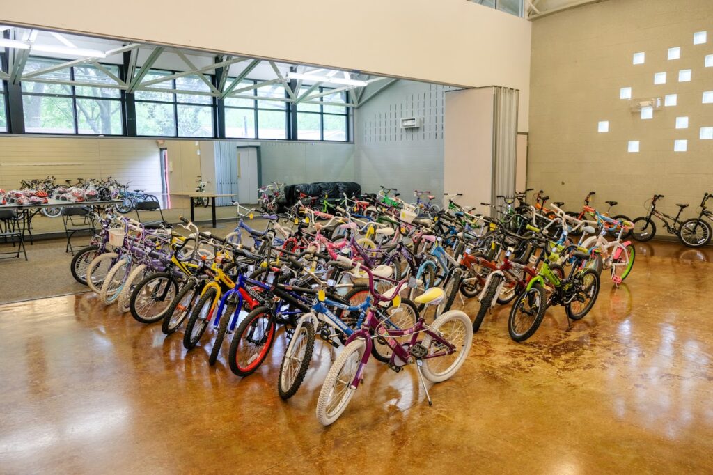 Free bikes for the TERRIFIC challenge lined up in a room